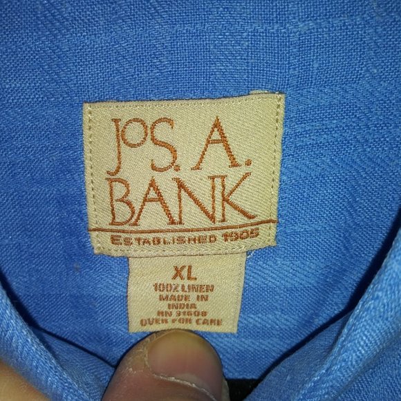 Jos. A. Banks Men's Blue 100% Linen Button-Down Shirt, Size: XL - Picture 2 of 3